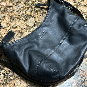 Coach Black Leather Bag with Purple Lining